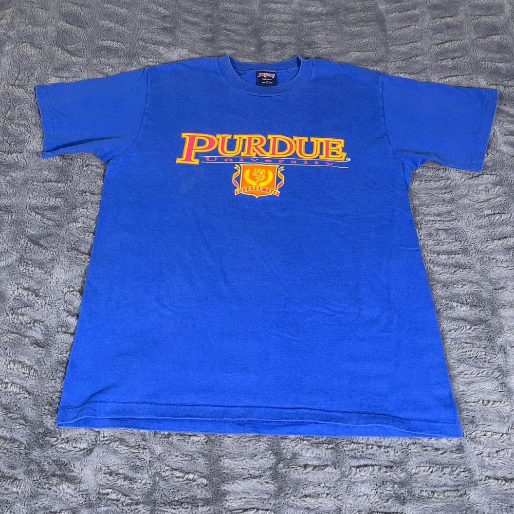 Vintage Jansport Purdue University T-Shirt Blue 90s Made in USA Mens‎ Large L